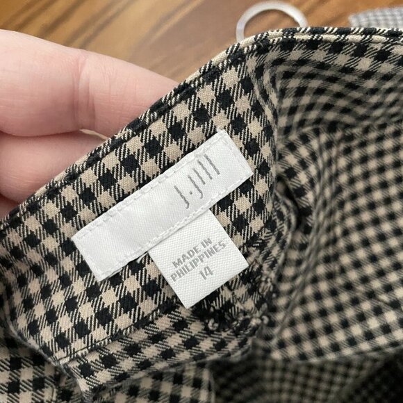 J.Jill Women 14 Black Tan Gingham Check Cotton Blend Stretch Mid-Rise Ankle Pant - Picture 9 of 11